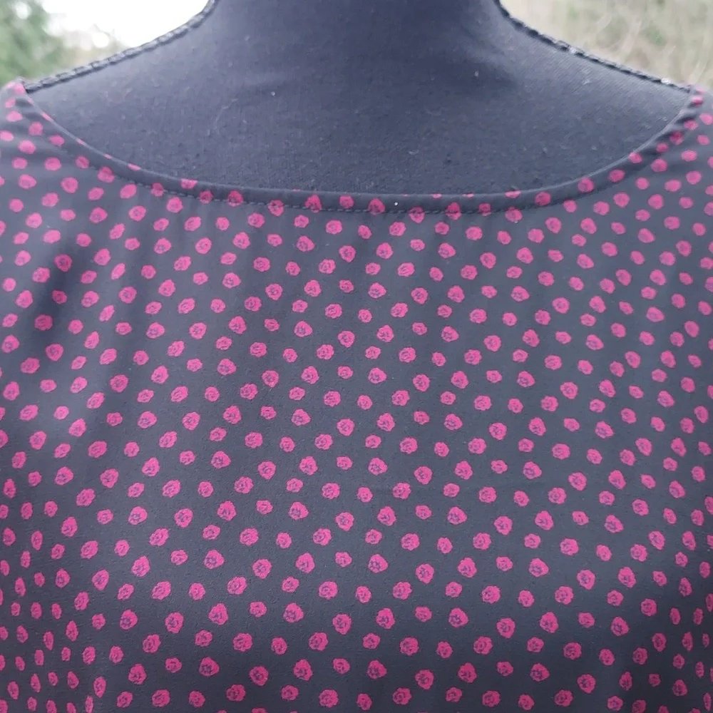 West Kei Black And Red Blouse Polka Dot Tie Waist Size L